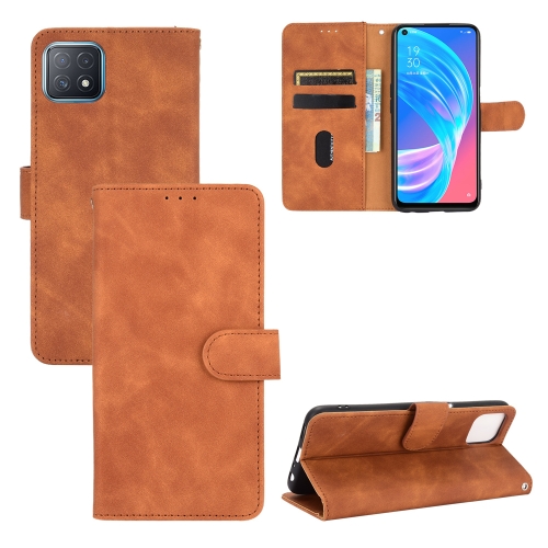 

For OPPO A72 5G / A73 5G Solid Color Skin Feel Magnetic Buckle Horizontal Flip Calf Texture PU Leather Case with Holder & Card Slots & Wallet(Brown)
