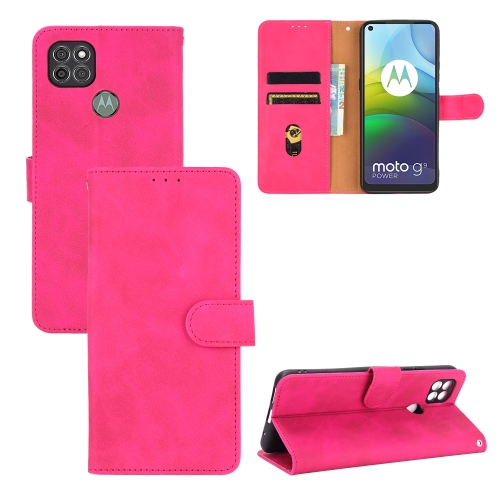 

For Motorola Moto G9 Power Solid Color Skin Feel Magnetic Buckle Horizontal Flip Calf Texture PU Leather Case with Holder & Card Slots & Wallet(Rose Red)