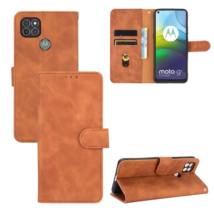 

For Motorola Moto G9 Power Solid Color Skin Feel Magnetic Buckle Horizontal Flip Calf Texture PU Leather Case with Holder & Card Slots & Wallet(Brown)