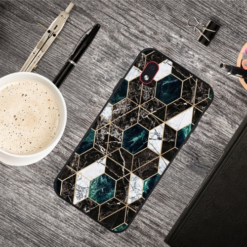 

For Samsung Galaxy A01 Core Frosted Fashion Marble Shockproof TPU Protective Case(Hexagon Black)