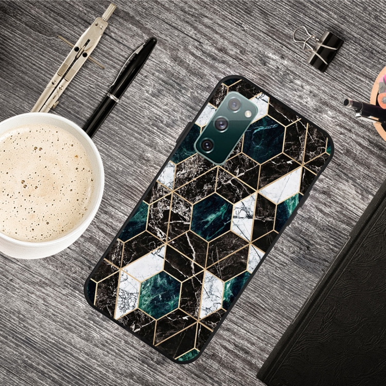 

For Samsung Galaxy S20 FE Frosted Fashion Marble Shockproof TPU Protective Case(Hexagon Black)
