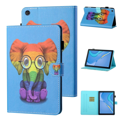 

For Huawei Honor Pad 6 / X6 & Enjoy 2 & MatePad T10 / T10S Colored Drawing Stitching Horizontal Flip Leather Case TPU Bottom Case with Holder & Card Slots & Anti-skid Strip & Pen Slot(Color Elephant)