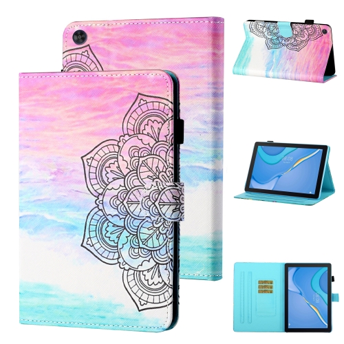 

For Huawei Honor Pad 6 / X6 & Enjoy 2 & MatePad T10 / T10S Colored Drawing Stitching Horizontal Flip Leather Case TPU Bottom Case with Holder & Card Slots & Anti-skid Strip & Pen Slot(Colorful Mandala)