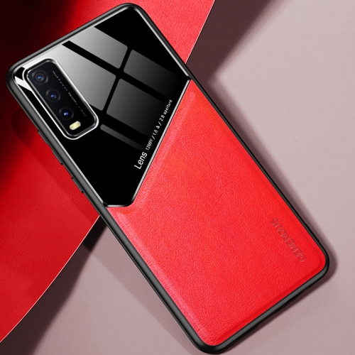 

For vivo Y20 All-inclusive Leather + Organic Glass Protective Case with Metal Iron Sheet(Red)