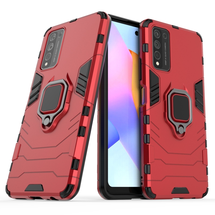 

For Huawei Honor 10X Lite PC + TPU Shockproof Protective Case with Magnetic Ring Holder(Red)
