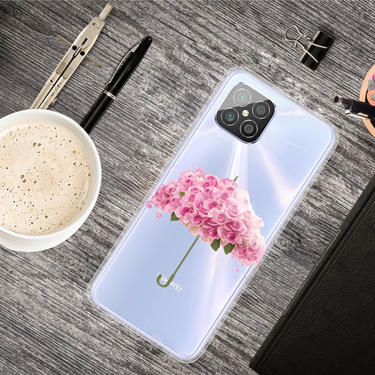 

For Huawei Nova 8 SE Colored Drawing Clear TPU Protective Cases(Flower Umbrella)
