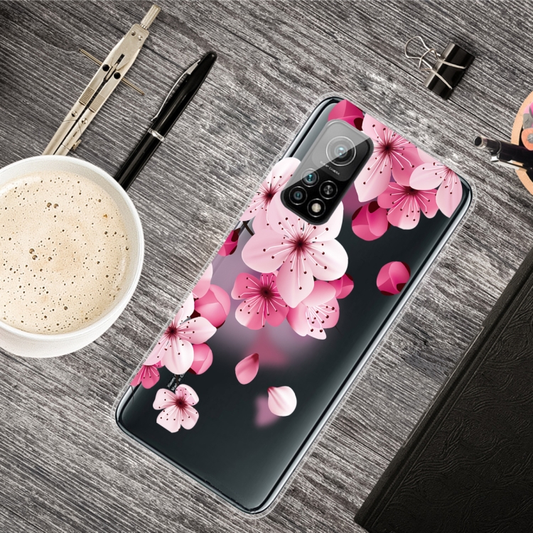

For Xiaomi Mi 10T Pro Colored Drawing Clear TPU Protective Cases(Cherry Blossoms)
