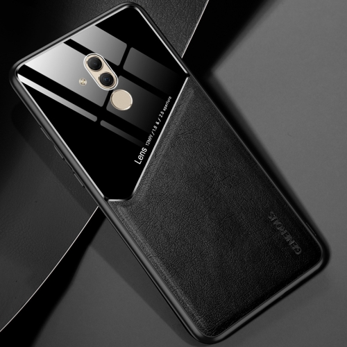 

For Huawei Maimang 7 / Mate 20 Lite All-inclusive Leather + Organic Glass Protective Case with Metal Iron Sheet(Black)