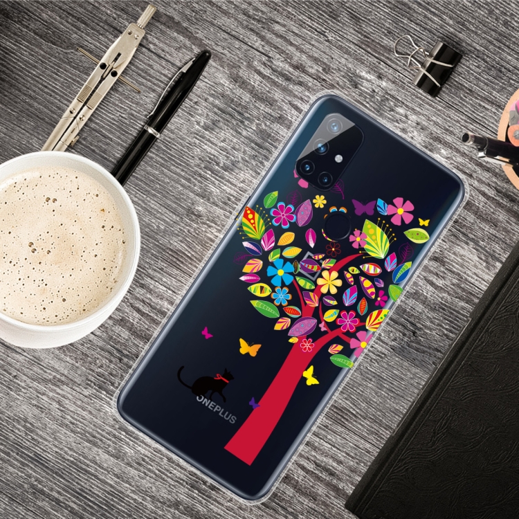 

For OnePlus Nord N100 Shockproof Painted Transparent TPU Protective Case(Tree Cat)