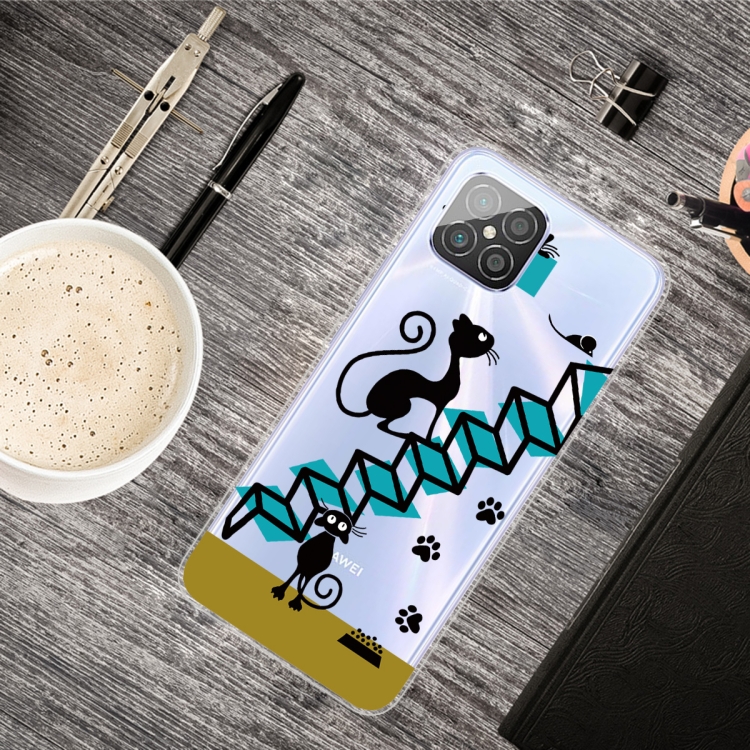 

For Huawei Nova 8 SE Shockproof Painted Transparent TPU Protective Case(Stair Cat)