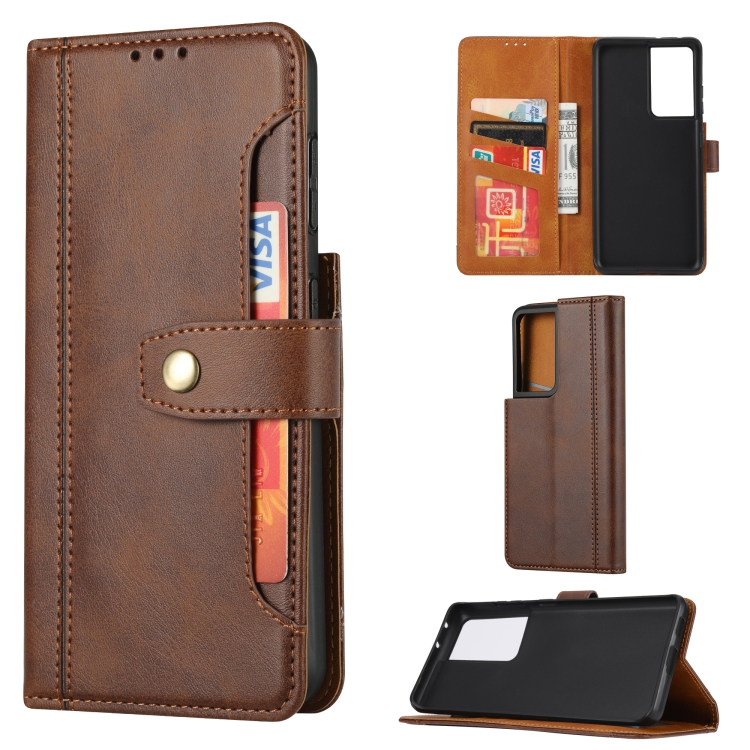 

For Samsung Galaxy S30 Ultra Calf Texture Double Fold Clasp Horizontal Flip Leather Case with Photo Frame & Holder & Card Slots & Wallet(Coffee)