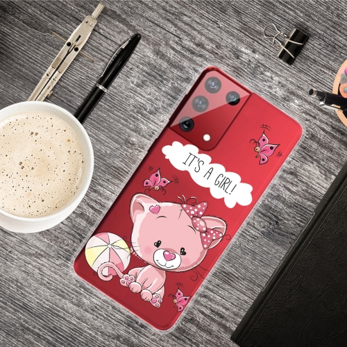 

For Samsung Galaxy S30 Ultra Shockproof Painted Transparent TPU Protective Case(Cute Cat)
