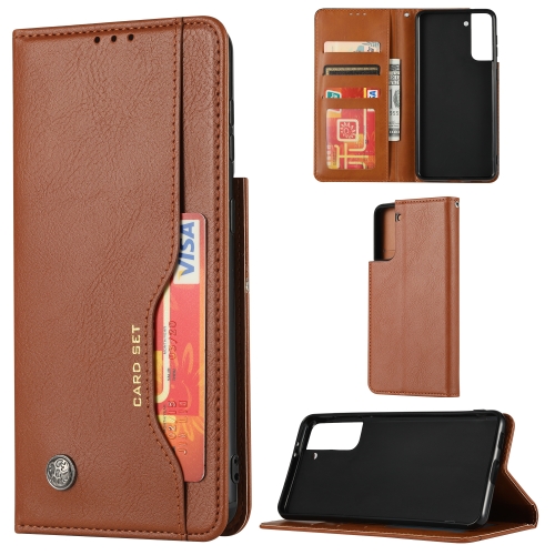 

For Samsung Galaxy S21 5G Knead Skin Texture Horizontal Flip Leather Case with Photo Frame & Holder & Card Slots & Wallet(Brown)