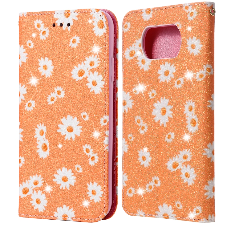 

For Xiaomi Poco X3 NFC Glittering Daisy Magnetic Horizontal Flip Leather Case with Holder & Card Slots & Photo Frame(Orange)