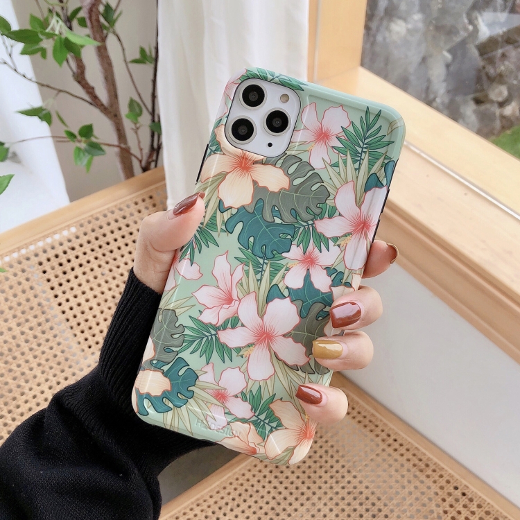 

IMD Retro Flowers Pattern Shockproof TPU Protective Case For iPhone 11(White Flowers)