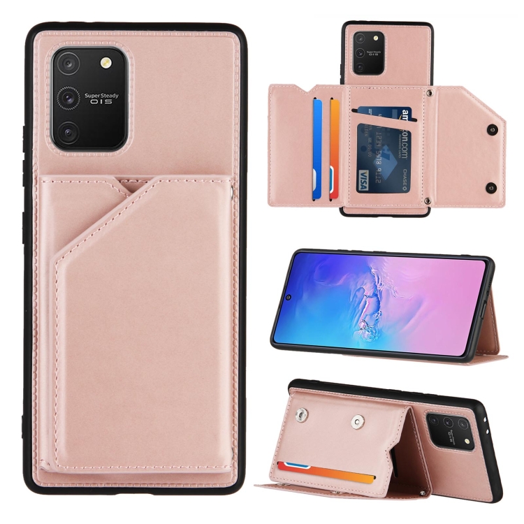 

For Samsung Galaxy M80s & A91 Skin Feel PU + TPU + PC Back Cover Shockproof Case with Card Slots & Holder & Photo Frame(Rose Gold)