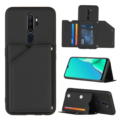 

For OPPO A9 2020 Skin Feel PU + TPU + PC Back Cover Shockproof Case with Card Slots & Holder & Photo Frame(Black)