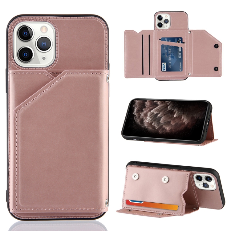 

Skin Feel PU + TPU + PC Back Cover Shockproof Case with Card Slots & Holder & Photo Frame For iPhone 11 Pro Max(Rose Gold)