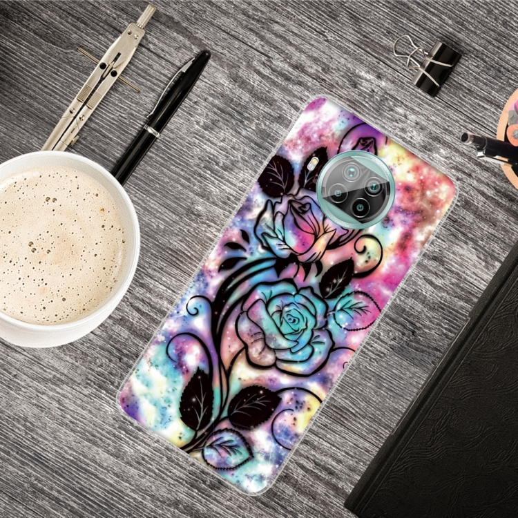 

For Xiaomi Mi 10T Lite 5G Shockproof Painted Transparent TPU Protective Case(Starry Rose)