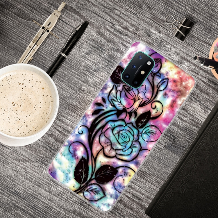 

For OnePlus 8T Shockproof Painted Transparent TPU Protective Case(Starry Rose)
