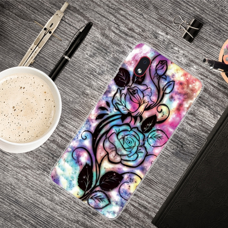 

For Samsung Galaxy A01 Core Shockproof Painted Transparent TPU Protective Case(Starry Rose)