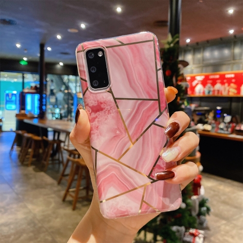 

For Samsung Galaxy A31 Splicing Marble Pattern Gilding TPU Protective Case(Pink)