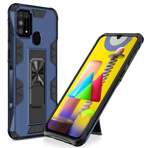 

For Samsung Galaxy M31 / M30s Soldier Armor Shockproof TPU + PC Magnetic Protective Case with Holder(Blue)