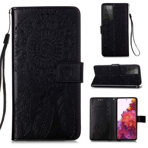 

For Samsung Galaxy S21 Ultra 5G Dream Catcher Printing Horizontal Flip Leather Case with Holder & Card Slots & Wallet & Lanyard(Black)