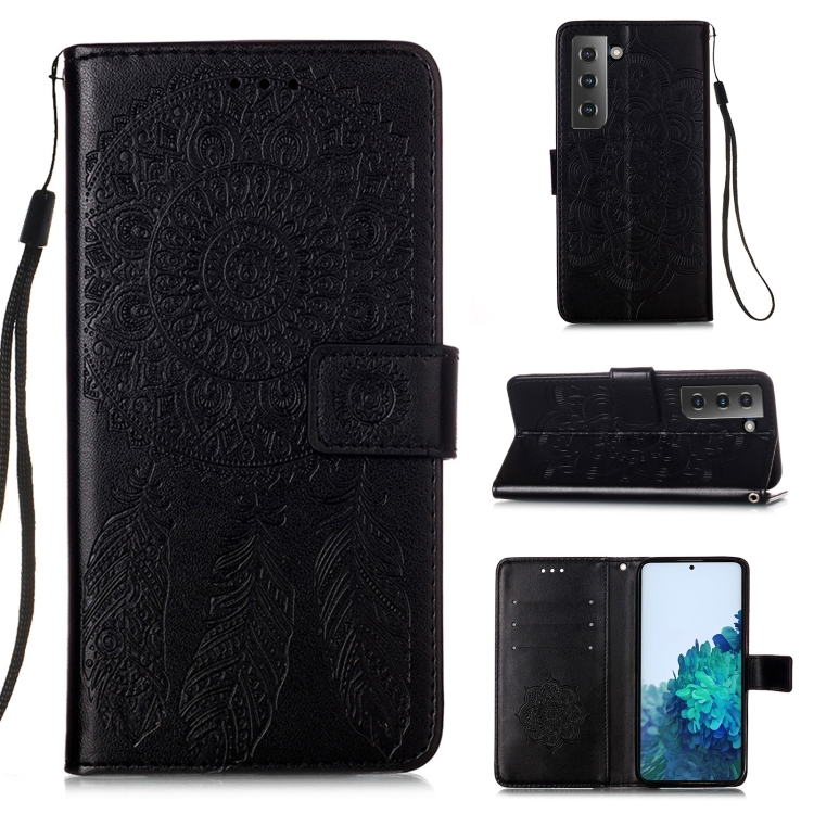 

For Samsung Galaxy S21 5G Dream Catcher Printing Horizontal Flip Leather Case with Holder & Card Slots & Wallet & Lanyard(Black)