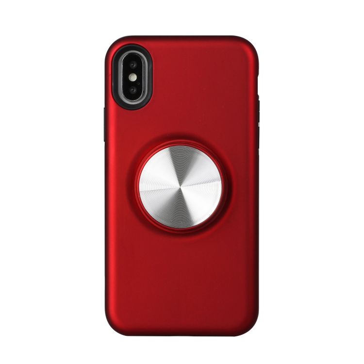 

TPU+PC 2 in 1 Shockproof Case with Magnetic Round Car Holder For iPhone XR(Red)