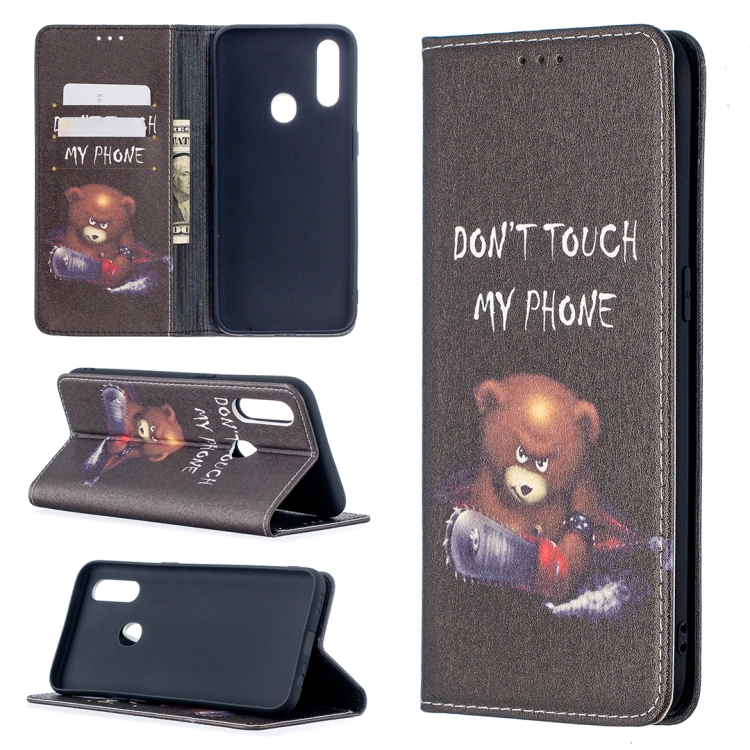 

For OPPO A31 (2020) Colored Drawing Pattern Invisible Magnetic Horizontal Flip PU Leather Case with Holder & Card Slots & Wallet(Bear)