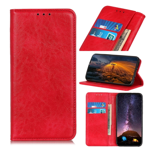 

For OPPO A15 Magnetic Crazy Horse Texture Horizontal Flip Leather Case with Holder & Card Slots & Wallet(Red)