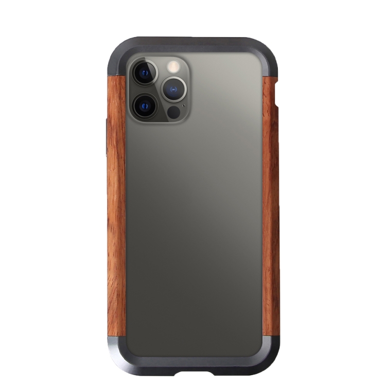 

R-JUST Metal + Wood Frame Protective Case For iPhone 12 / 12 Pro