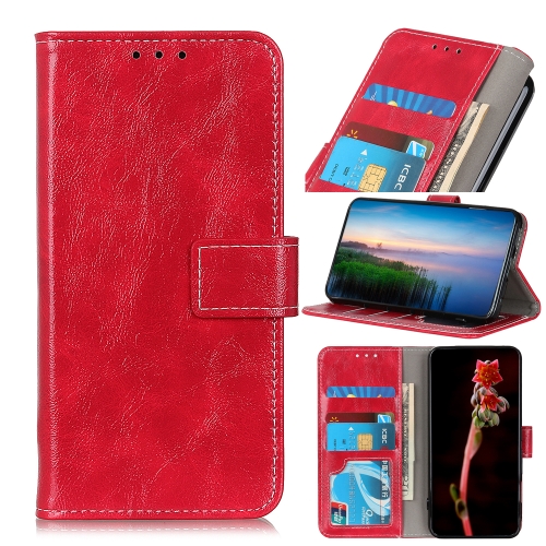 

Retro Crazy Horse Texture Horizontal Flip Leather Case with Holder & Card Slots & Photo Frame & Wallet For OPPO A15(Red)