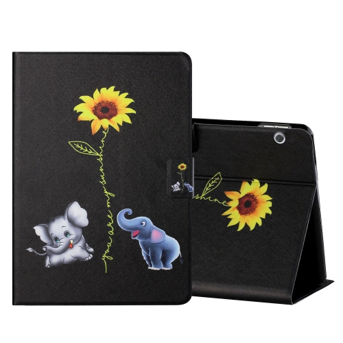 

For Huawei MediaPad T5 10 inch Colored Drawing Horizontal Flip Leather Case with Holder & Card Slots(Elephant)