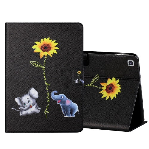 

For Samsung Galaxy Tab A 10.1 2019 T515/T510 Colored Drawing Horizontal Flip Leather Case with Holder & Card Slots(Elephant)