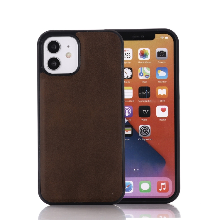 

PU Leather Patch PC + TPU Shockproof Magsafe Case For iPhone 12 Pro Max(Brown)