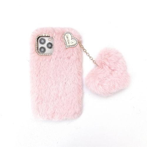 

Solid Color Plush Love Pendant TPU Protective Case For iPhone 11(Grey)