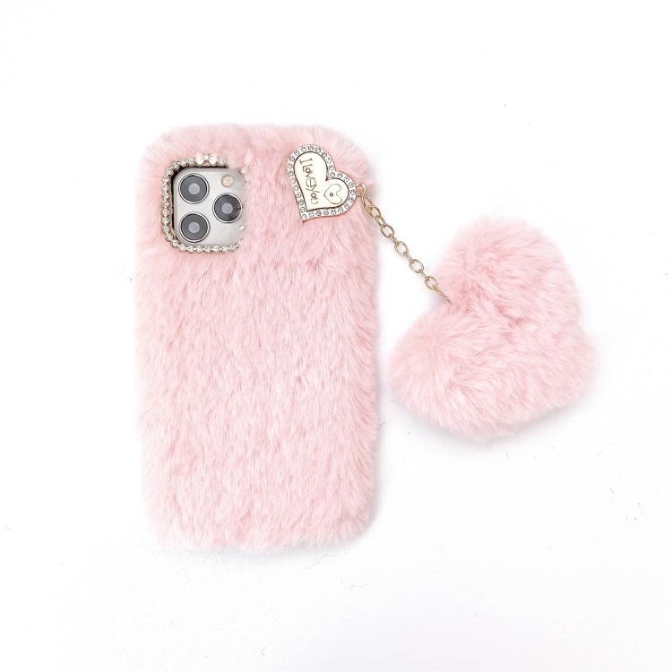 

Solid Color Plush Love Pendant TPU Protective Case For iPhone 11 Pro Max(Grey)
