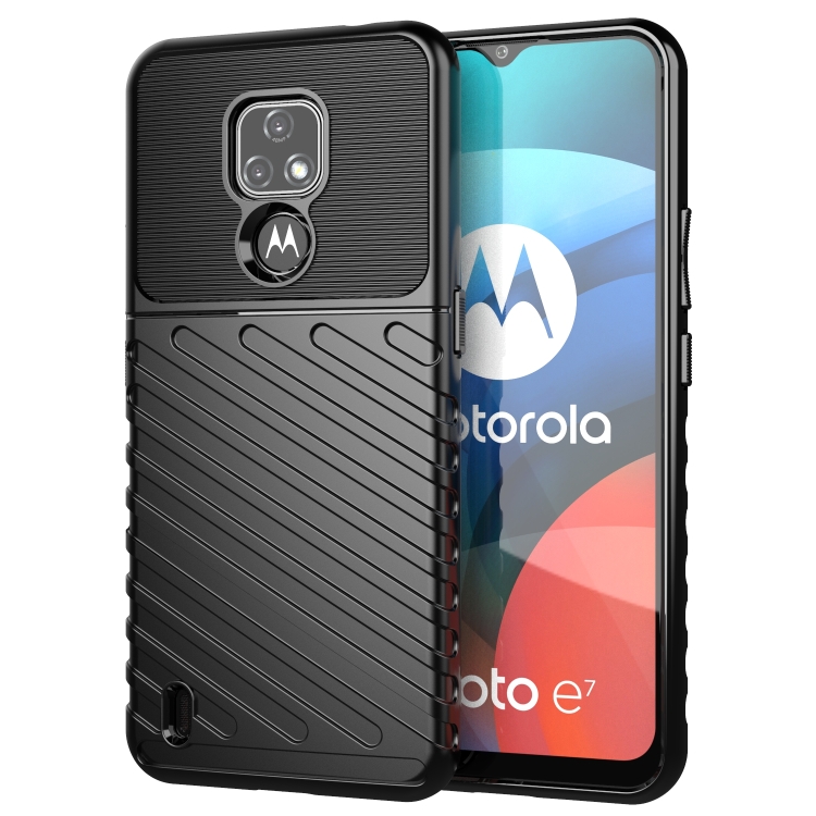 

For Motorola Moto E7 (2020) Thunderbolt Shockproof TPU Protective Soft Case(Black)