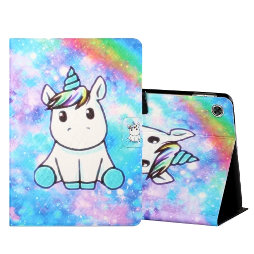 

For Lenovo Tab FHD M10 Plus X606F Colored Drawing Horizontal Flip Leather Case with Holder & Card Slots & Sleep / Wake-up Function(Unicorn)