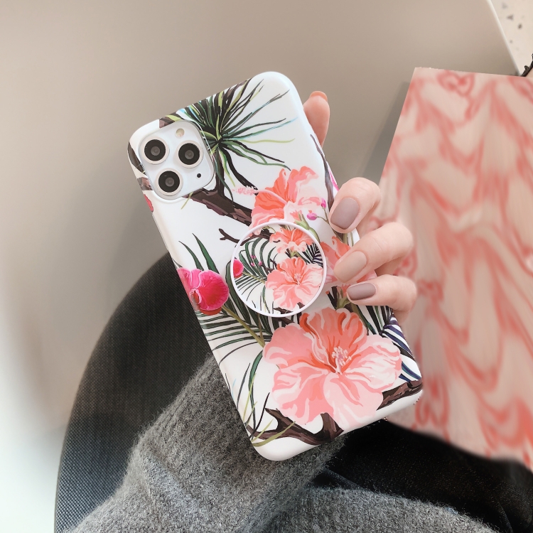 

Banana Flower Leaves Series Pattern Shockproof Protective Case with Holder For iPhone 11(A2)