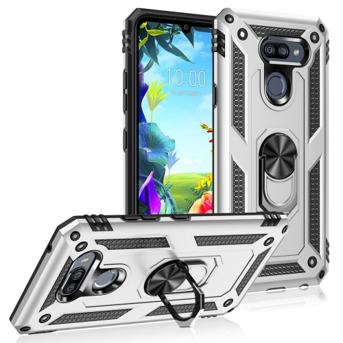 

For LG K40S Shockproof TPU + PC Protective Case with 360 Degree Rotating Holder(Silver)