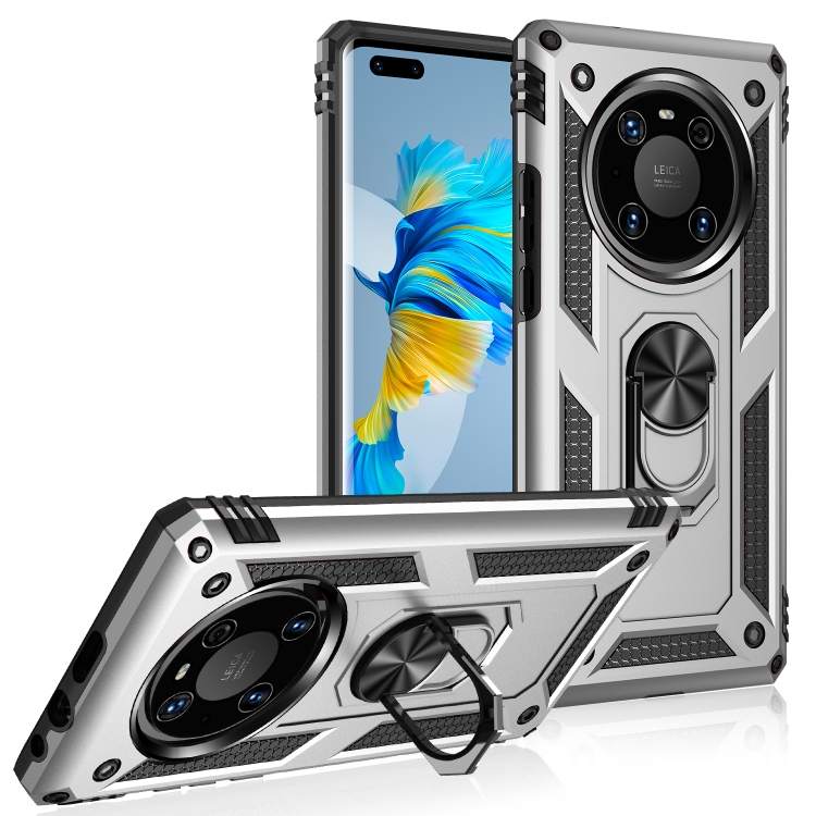 

For Huawei Mate 40 Pro Shockproof TPU + PC Protective Case with 360 Degree Rotating Holder(Silver)