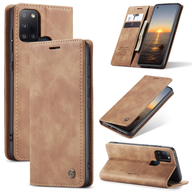 

For Samsung Galaxy A21s CaseMe-013 Multifunctional Retro Frosted Horizontal Flip Leather Case with Card Slot & Holder & Wallet(Brown)