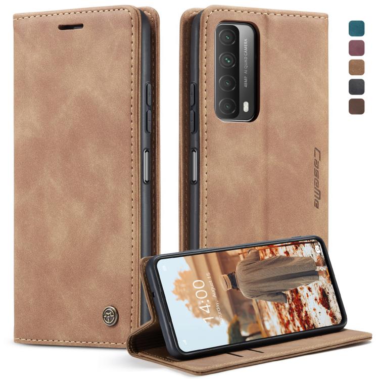 

For Huawei P Smart 2021 CaseMe-013 Multifunctional Retro Frosted Horizontal Flip Leather Case with Card Slot & Holder & Wallet(Brown)
