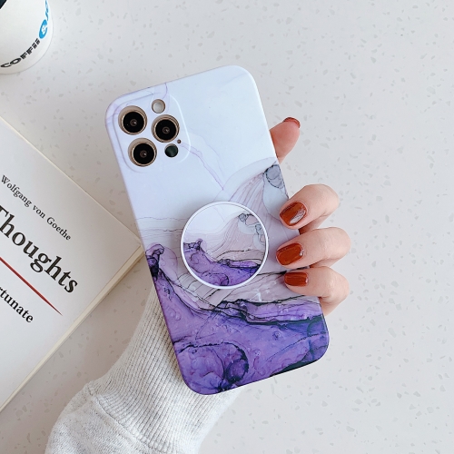 

Symphony Marble Pattern Shockproof Protective Case with Folding Holder For iPhone 12 mini(Phantom Purple)