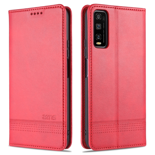 

For vivo Y70s / Y51s / IQOO U1 AZNS Magnetic Calf Texture Horizontal Flip Leather Case with Card Slots & Holder & Wallet(Red)