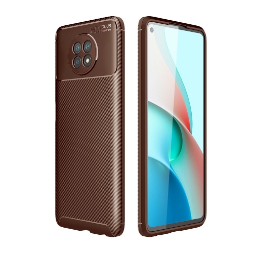 

For Xiaomi Redmi Note9 5G Carbon Fiber Texture Shockproof TPU Case(Brown)