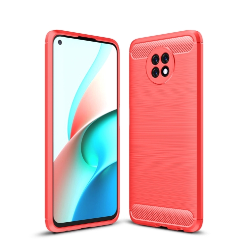 

For Xiaomi Redmi Note9 5G Brushed Texture Carbon Fiber TPU Case(Red)